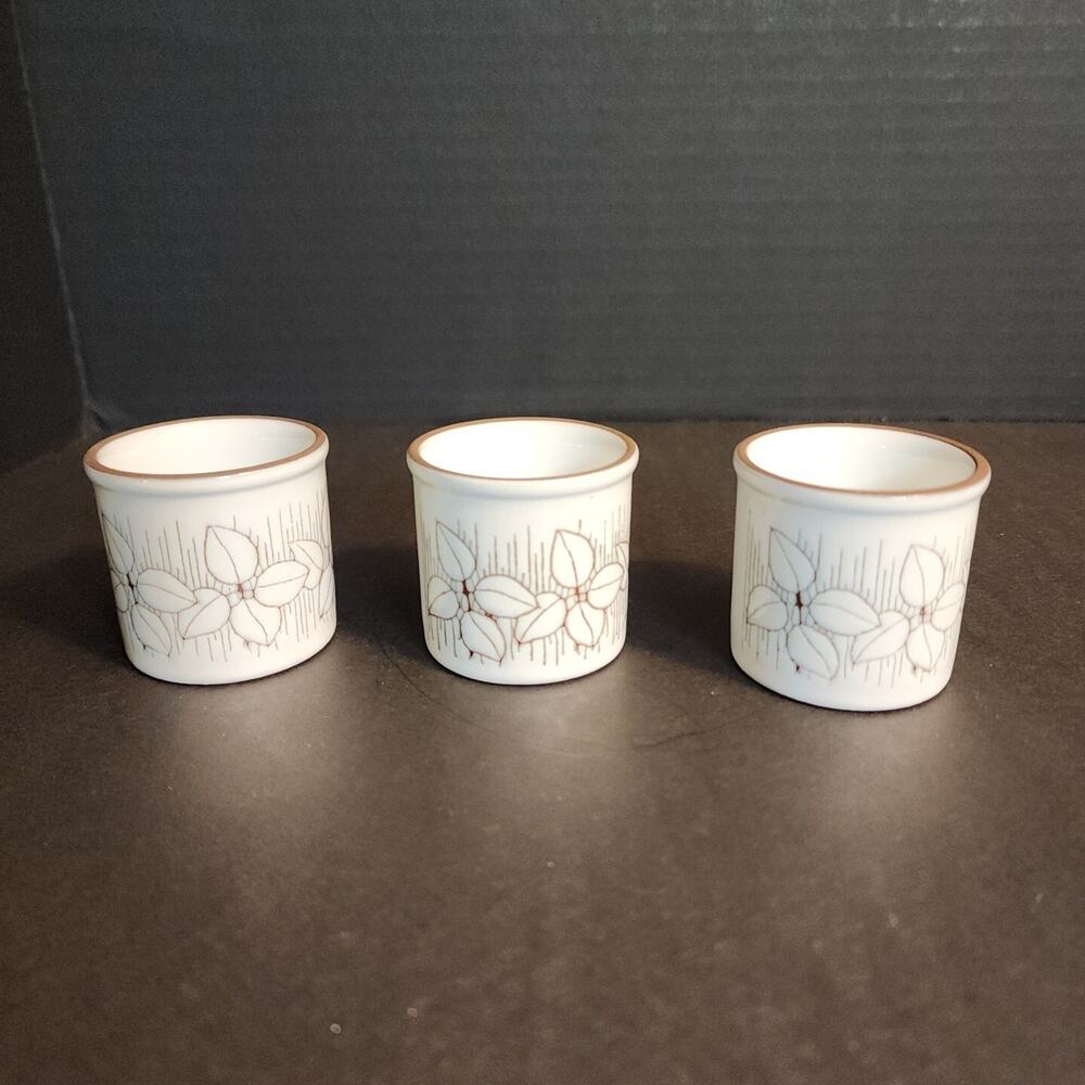 Vtg Hornsea Pottery Egg Cups Charisma Pattern White Set Of 3 Made In England